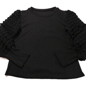 Women's Blouse Black NEW XXL knit top long sleeve pullover slim fit dressy party